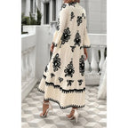 V Neck Stand Collar Button Floral Splicing Dress | Mixtshop LLC
