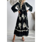 V Neck Stand Collar Button Floral Splicing Dress | Mixtshop LLC