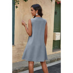 Round Neck Knot Cut Out Pleated Loose Fit Dress | Mixtshop LLC