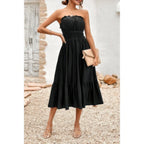 Solid Off Shoulder Elasit Waist Ruffle Dress | Mixtshop LLC