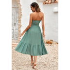 Solid Off Shoulder Elasit Waist Ruffle Dress | Mixtshop LLC