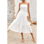 Solid Off Shoulder Elasit Waist Ruffle Dress | Mixtshop LLC