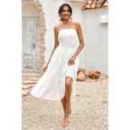 Solid Off Shoulder Elasit Waist Ruffle Dress | Mixtshop LLC