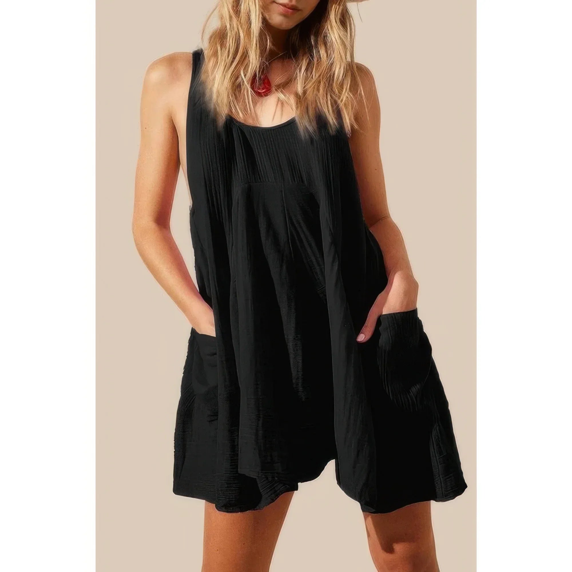 Solid A Line Pockets Low Back Knot Midi Dress | Mixtshop LLC Main image