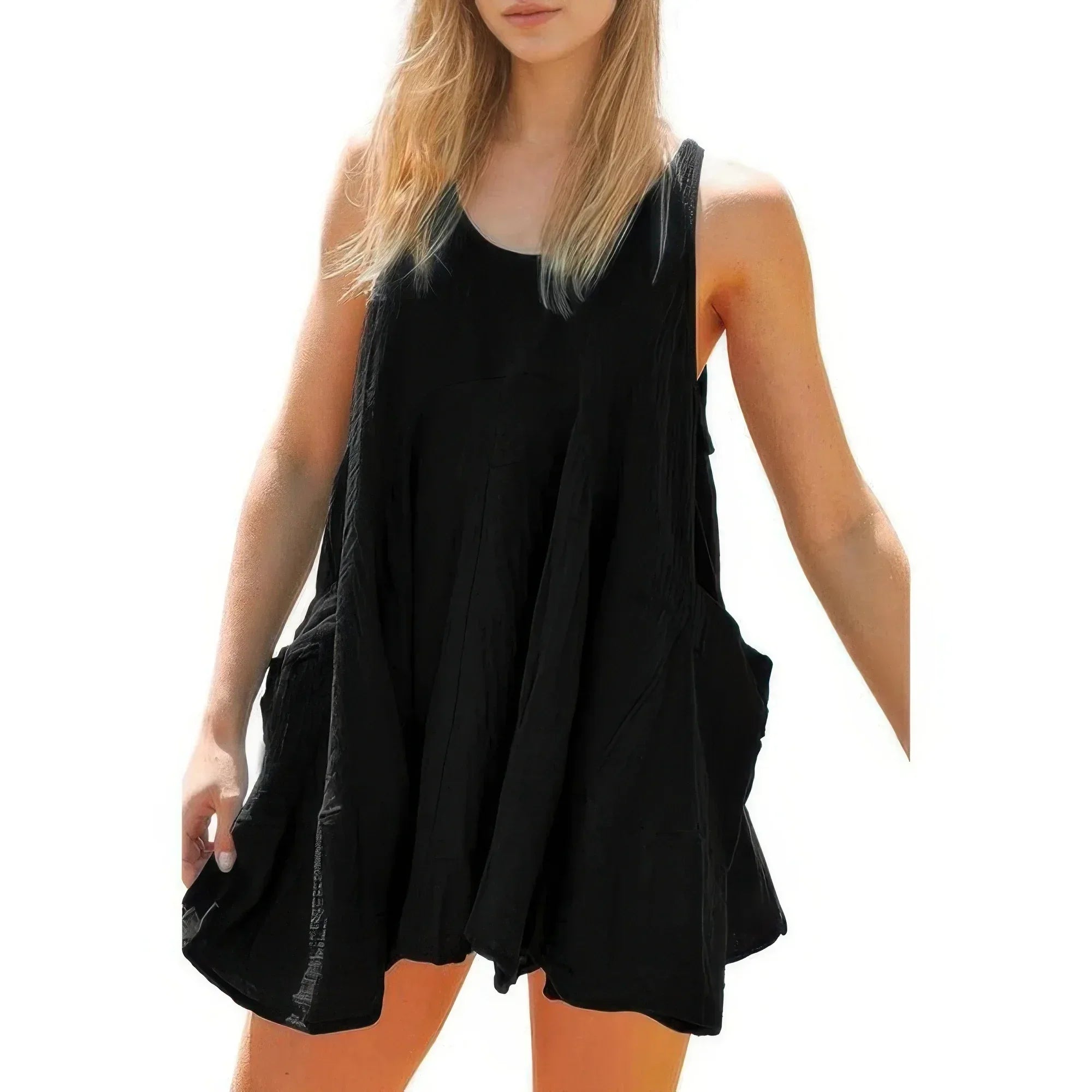 Solid A Line Pockets Low Back Knot Midi Dress Secondary image