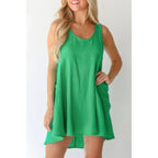 Solid A Line Pockets Low Back Knot Midi Dress | Mixtshop LLC