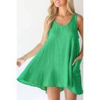 Solid A Line Pockets Low Back Knot Midi Dress | Mixtshop LLC