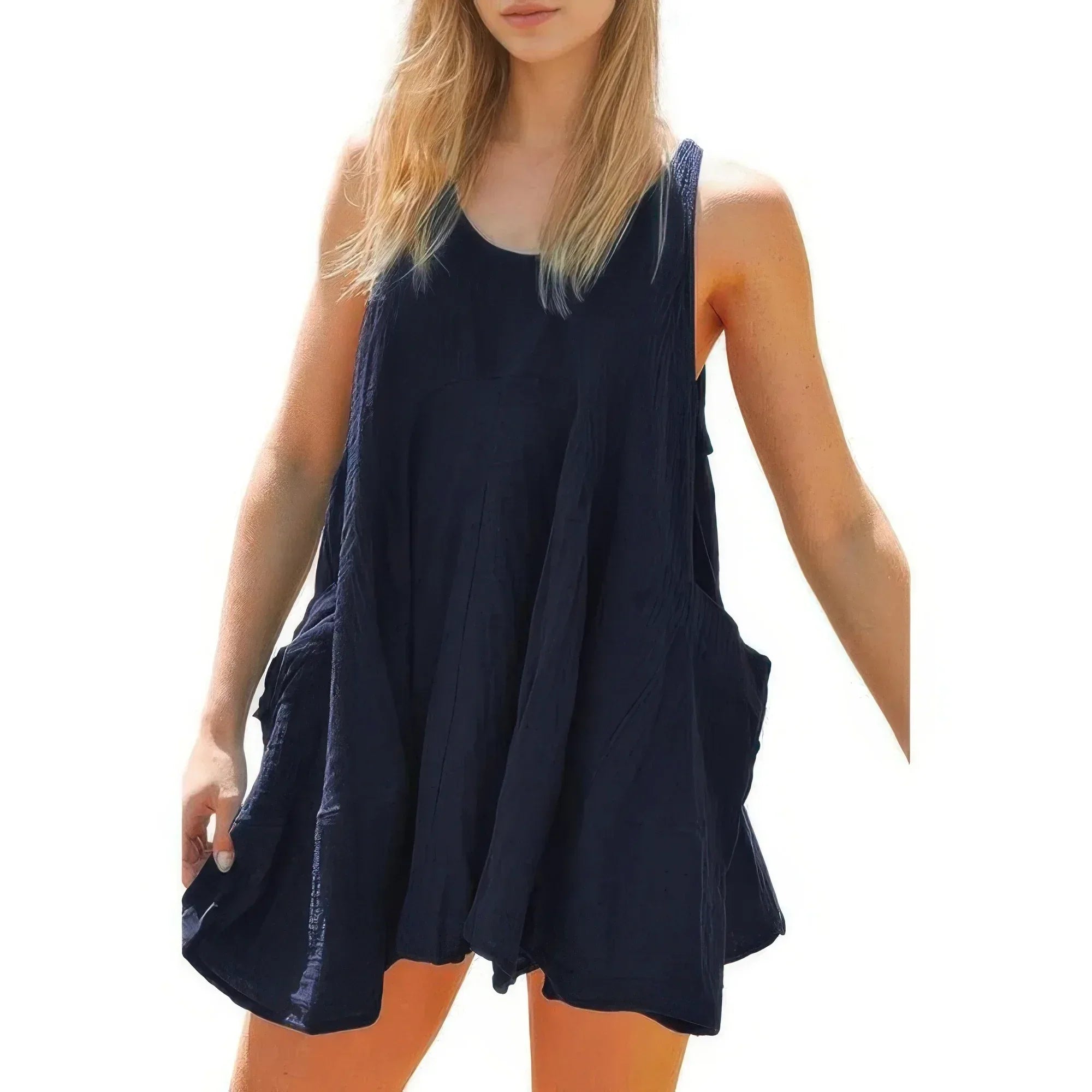 Solid A Line Pockets Low Back Knot Midi Dress | Mixtshop LLC