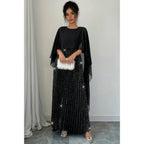 Solid Elegant Sequin Satin Knit Party Long Dress | Mixtshop LLC