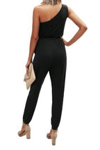 One Shoulder Sleeveless Elastic Waist Jumpsuit | Mixtshop LLC