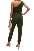One Shoulder Sleeveless Elastic Waist Jumpsuit | Mixtshop LLC