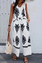 Floral Knot Shoulder Sleeveless Elastic Waist Sets | Mixtshop LLC