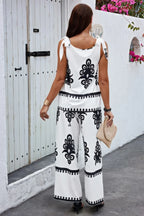 Floral Knot Shoulder Sleeveless Elastic Waist Sets | Mixtshop LLC