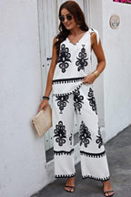 Floral Knot Shoulder Sleeveless Elastic Waist Sets | Mixtshop LLC