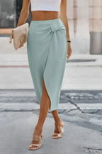 Solid Twist Wrap Assassin Fit Skirt | Mixtshop LLC