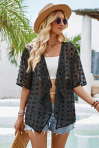 Draped Collar Swiss Dot Cover Up Cardigan Top | Mixtshop LLC