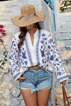 Plus Size V Neck Button Floral Print Loose Blouse | Mixtshop LLC