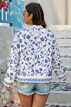 Plus Size V Neck Button Floral Print Loose Blouse | Mixtshop LLC