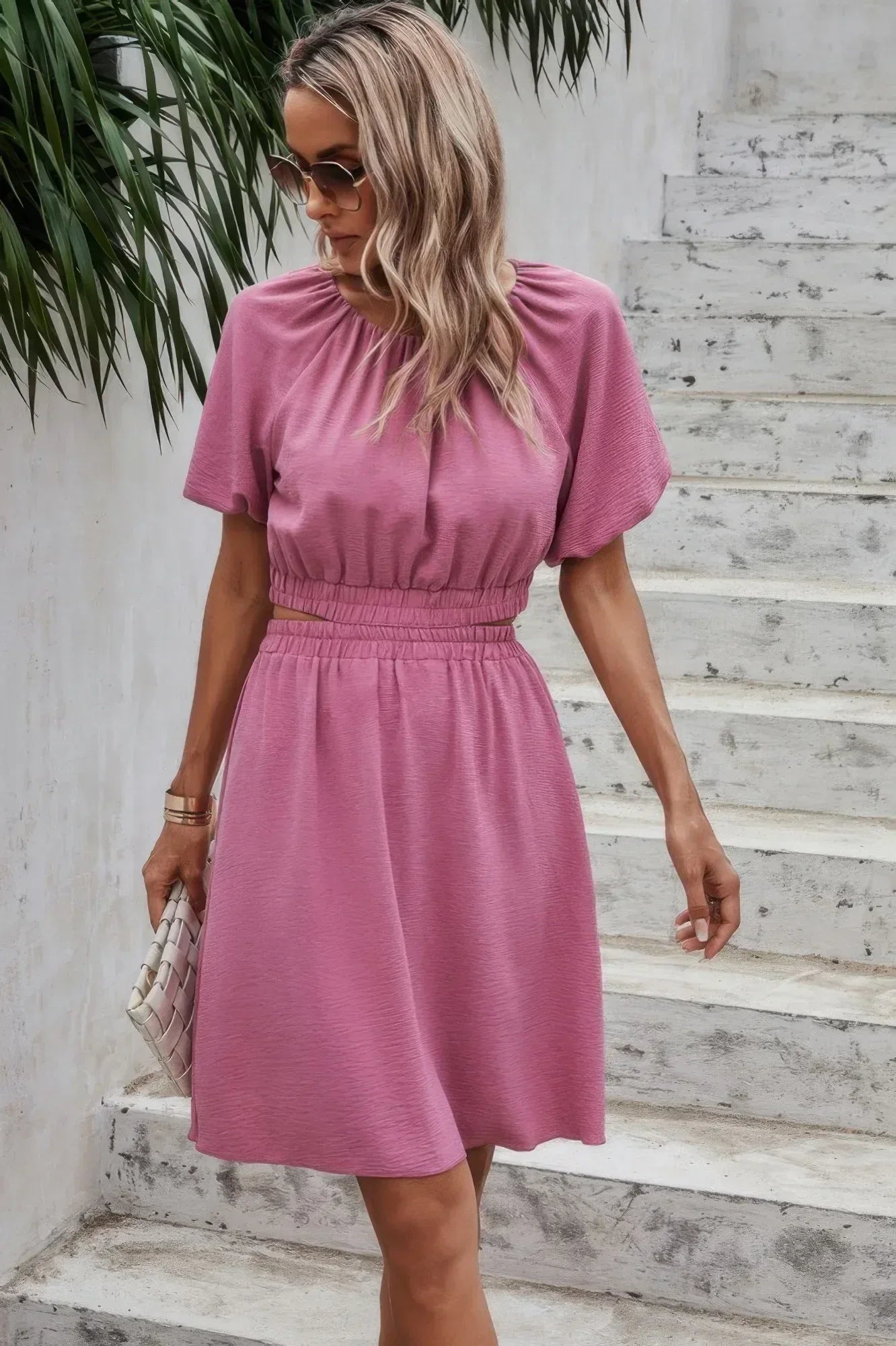 Two Pieces Solid Basic Elastic Round Neck Sets | Mixtshop LLC