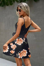 Floral V Neck Spaghetti Strap Belted Cami Dress | Mixtshop LLC