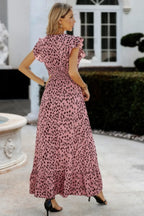 Boho V Neck Wrap Ruffled A Line Long Dress | Mixtshop LLC