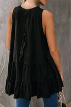 Sleeveless Loose Ruffle Hem Flared Tunic Top | Mixtshop LLC
