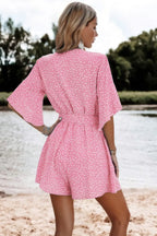 V Neck Ruffled Belted Flared Hemmed Romper | Mixtshop LLC
