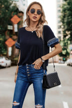 Round Neck Loose Fit Frill Trim Tee | Mixtshop LLC
