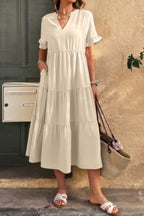 Solid A Line Ruffle Hem Color Block Dress | Mixtshop LLC