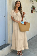 Cross Knot Color Block Pockets A Line Dress | Mixtshop LLC