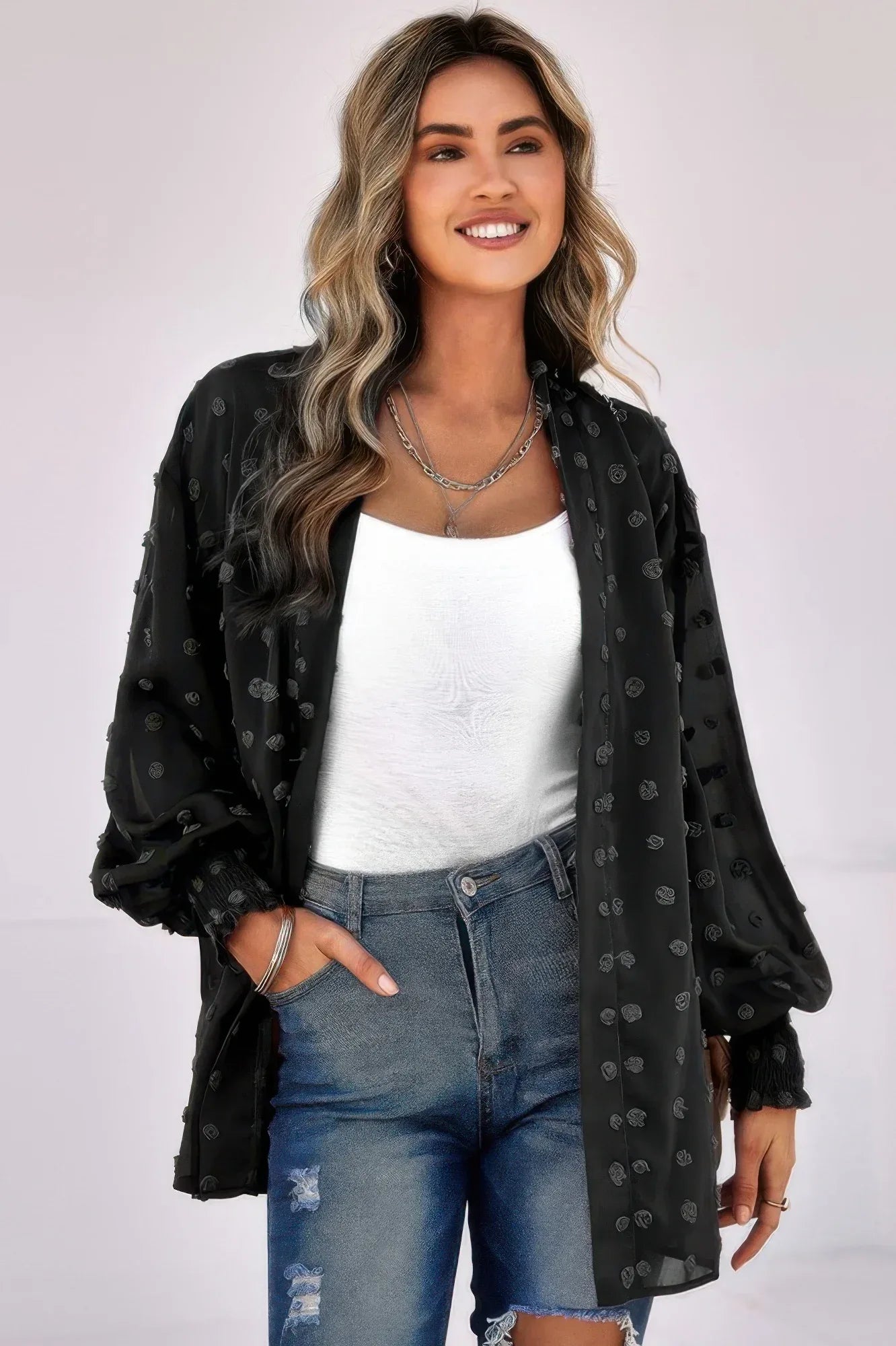 Front Open Dot Casual Light Top | Mixtshop LLC Main image