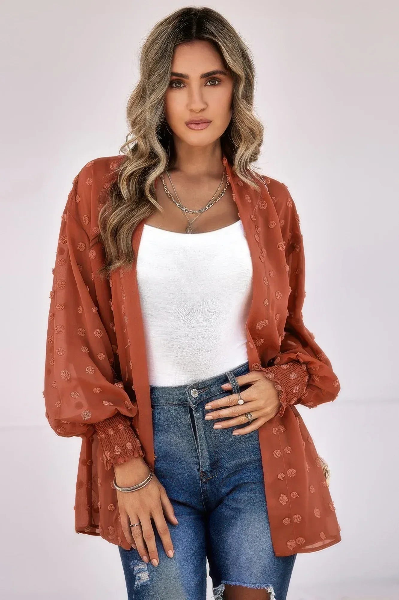 Front Open Dot Casual Light Top | Mixtshop LLC