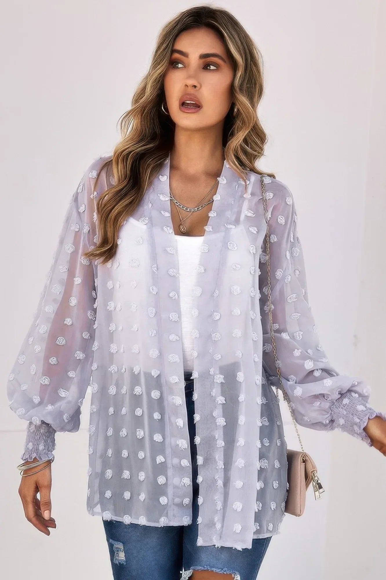Front Open Dot Casual Light Top | Mixtshop LLC