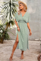 V Neck Speckled Side Split Fit Maxi Dress | Mixtshop LLC