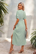 V Neck Speckled Side Split Fit Maxi Dress | Mixtshop LLC