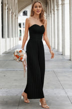 Elegant Off Shoulder Pleated High Waist Jumpsuit | Mixtshop LLC