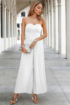 Elegant Off Shoulder Pleated High Waist Jumpsuit | Mixtshop LLC
