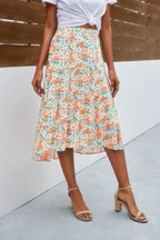 Floral Print High Waist Skirt A Line Long Skirt | Mixtshop LLC