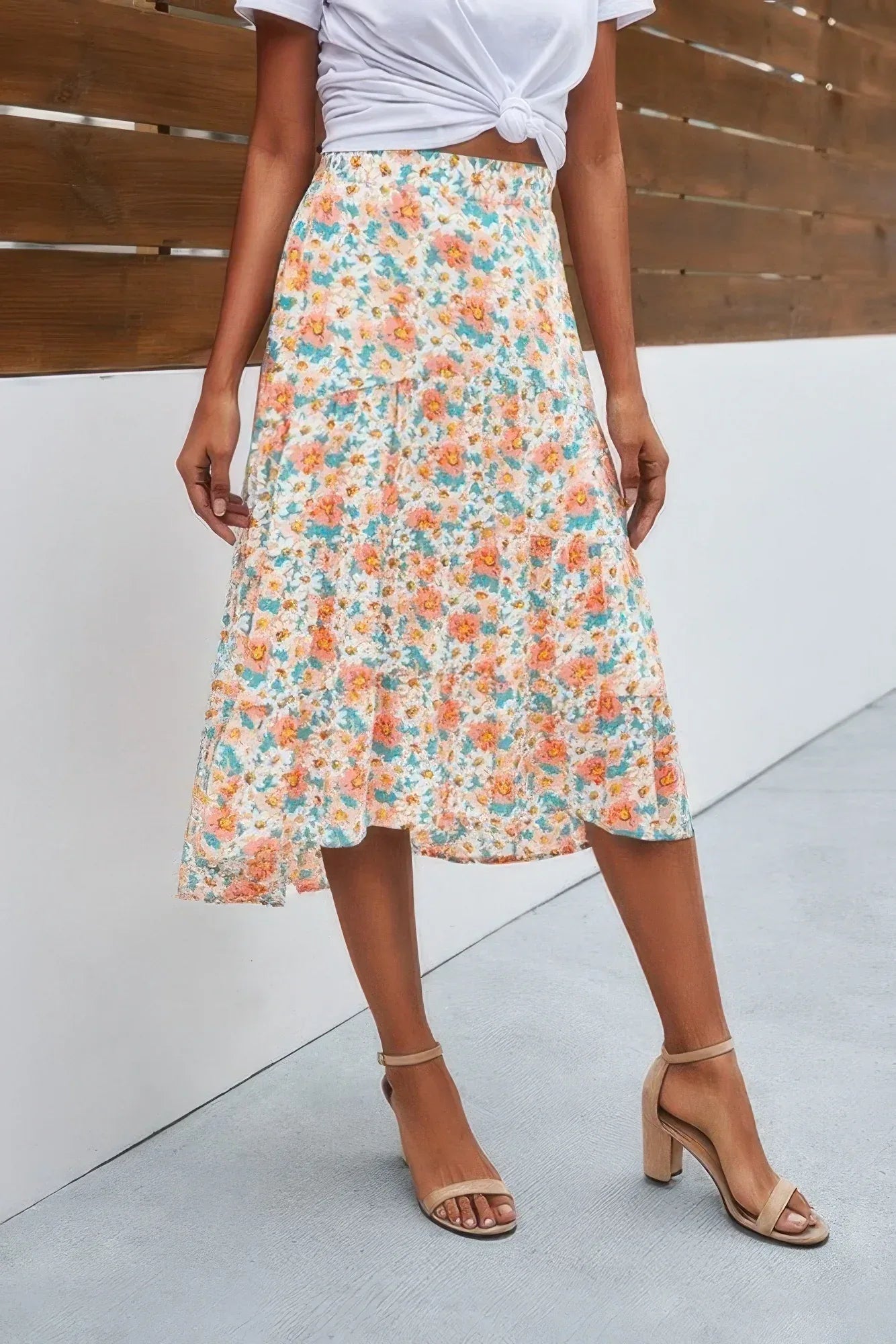 Floral Print High Waist Skirt A Line Long Skirt | Mixtshop LLC
