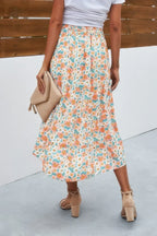 Floral Print High Waist Skirt A Line Long Skirt | Mixtshop LLC