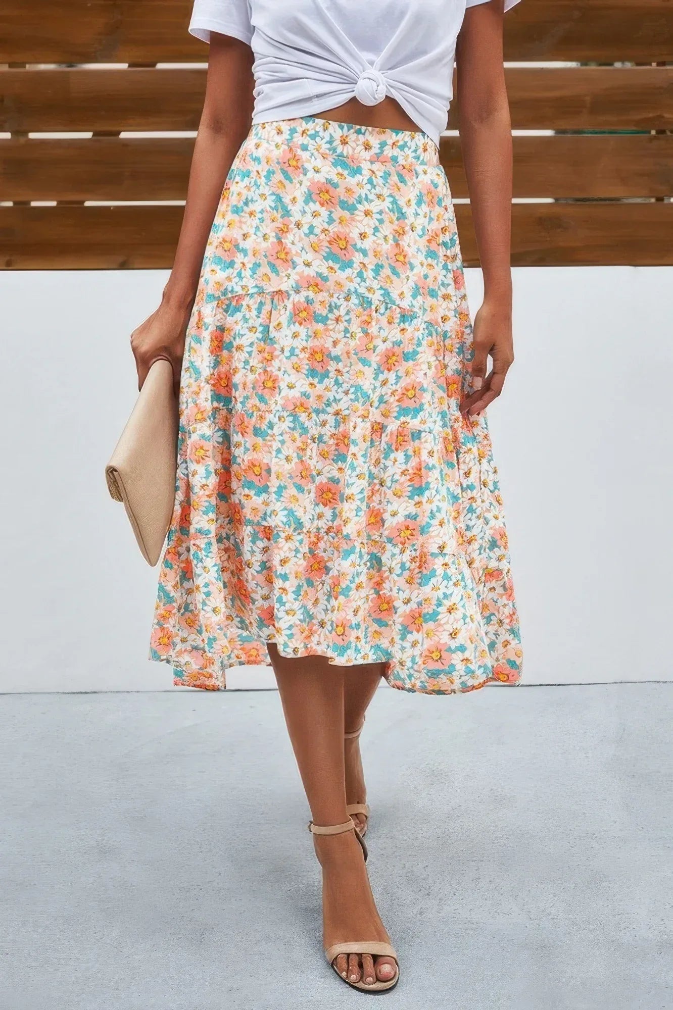 Floral Print High Waist Skirt A Line Long Skirt | Mixtshop LLC