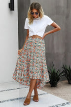 Floral Print High Waist Skirt A Line Long Skirt | Mixtshop LLC