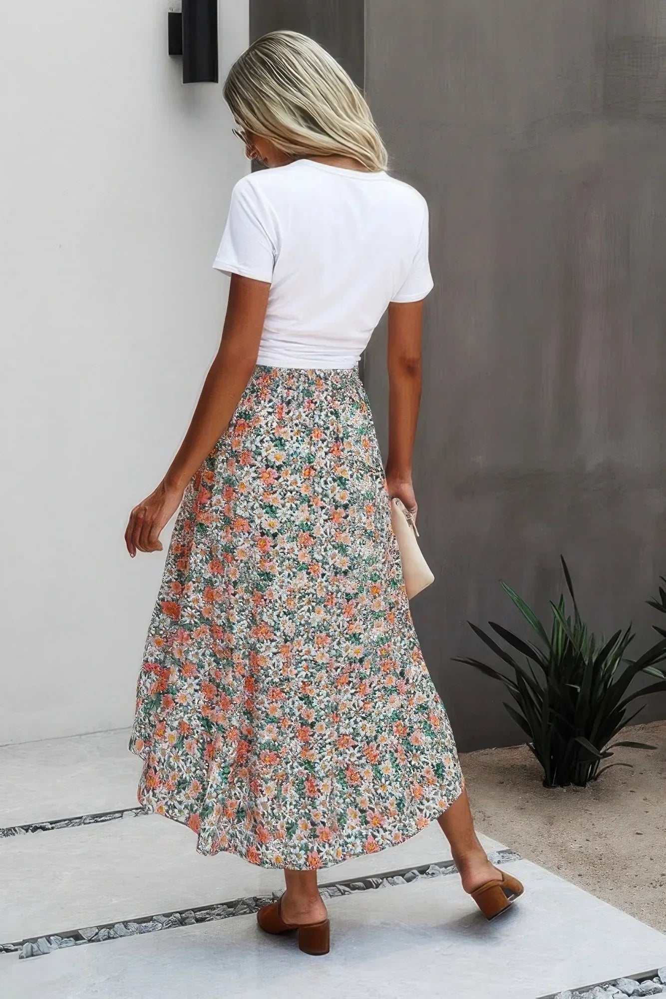 Floral Print High Waist Skirt A Line Long Skirt | Mixtshop LLC