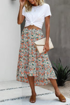 Floral Print High Waist Skirt A Line Long Skirt | Mixtshop LLC
