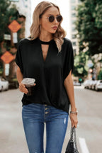 Solid Cut Out Drop Shoulder Loose Shirt | Mixtshop LLC