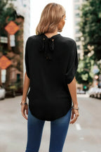 Solid Cut Out Drop Shoulder Loose Shirt | Mixtshop LLC