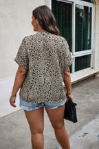 Plus Size Floral Notched V Neck Short Casual Blouse | Mixtshop LLC