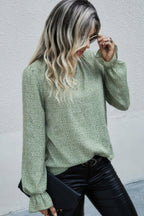 Allover Ruffle Shirred Neck Flounce Sleeve Blouse | Mixtshop LLC