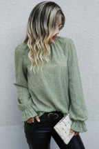Allover Ruffle Shirred Neck Flounce Sleeve Blouse | Mixtshop LLC