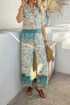 Two Pieces Button Down Boho Blouse Pant Sets | Mixtshop LLC
